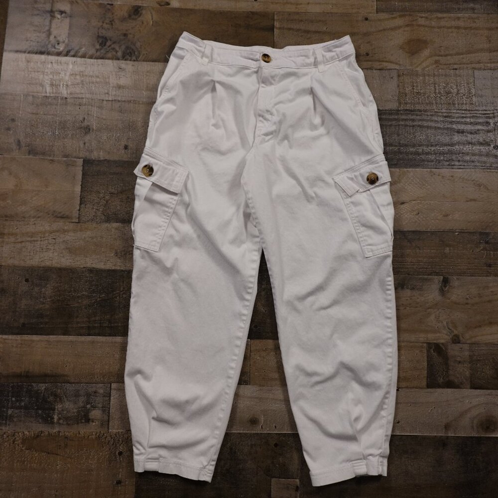 Anthropologie AMADI Cargo Pants Women’s Small White Cotton Stretch Utility